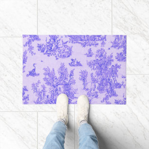 French toile de jouy blue and white elegant doormat