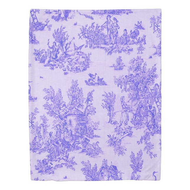 French toile de jouy blue and white elegant duvet cover (Front)