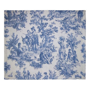 French toile de jouy blue and white elegant duvet cover