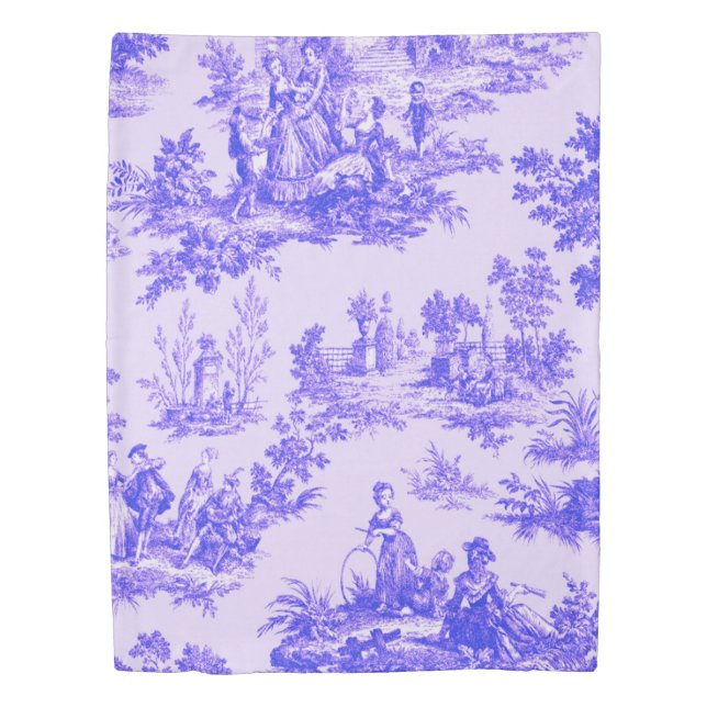 French toile de jouy blue and white elegant duvet cover (Front)
