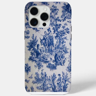 French toile de jouy blue and white elegant iPhone 15 pro max case