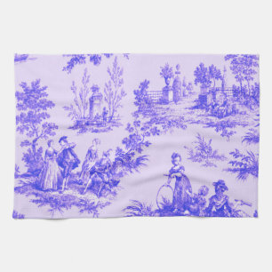 French toile de jouy blue and white elegant kitchen towel