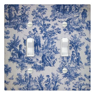 French toile de jouy blue and white elegant light switch cover