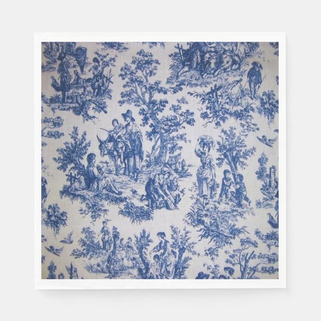 French toile de jouy blue and white elegant napkins (Front)