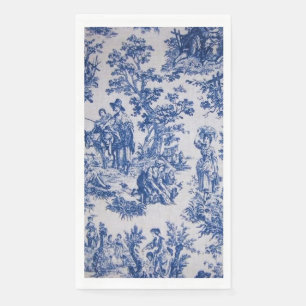 French toile de jouy blue and white elegant paper guest towels