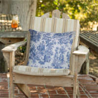 French toile de jouy blue and white elegant patio