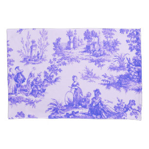 French toile de jouy blue and white elegant pillow case