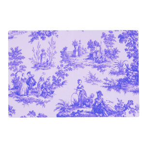 French toile de jouy blue and white elegant placemat