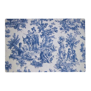 French toile de jouy blue and white elegant placemat