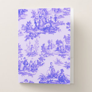 French toile de jouy blue and white elegant pocket folder