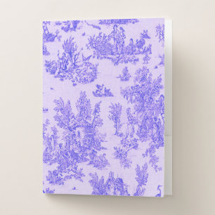 French toile de jouy blue and white elegant pocket folder