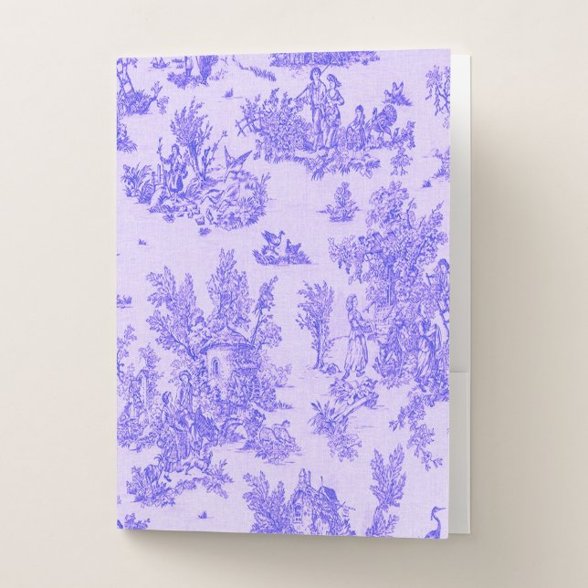 French toile de jouy blue and white elegant pocket folder (Front)