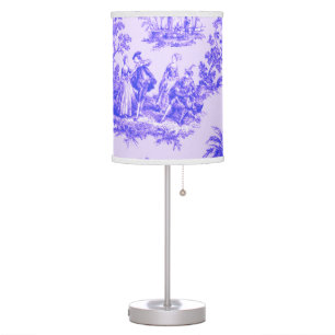 French toile de jouy blue and white elegant table lamp