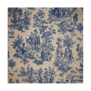 French toile de jouy blue and white elegant wood wall art
