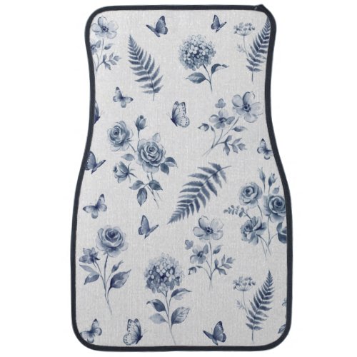 French Toile de jouy blue pattern Chinoseirie Car Floor Mat
