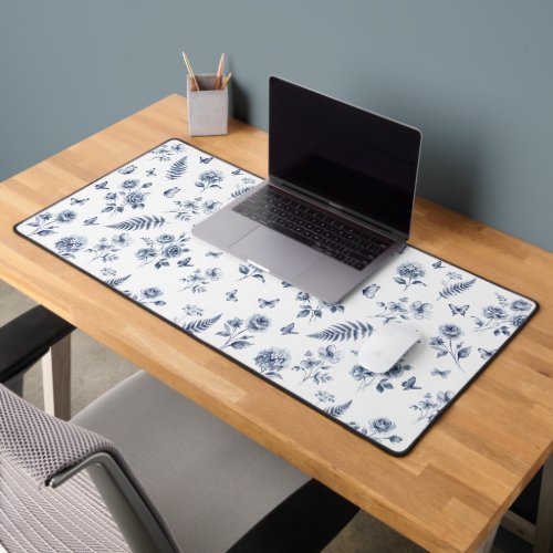French Toile de jouy blue pattern Chinoseirie Desk Mat