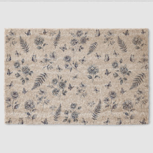 French Toile de jouy blue pattern Chinoseirie Fiber Doormat