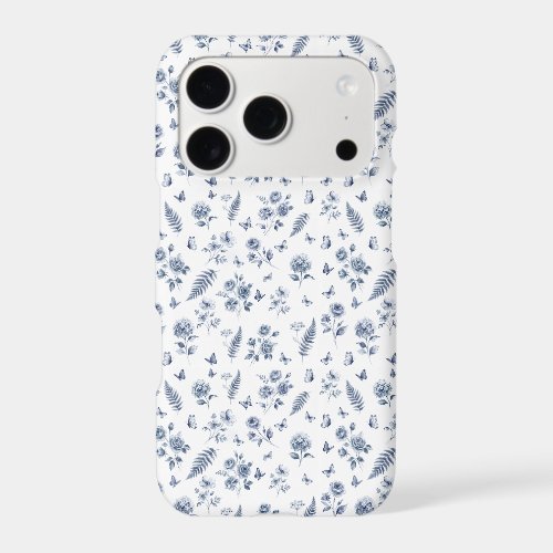 French Toile de jouy blue pattern Chinoseirie iPhone 17 Pro Case