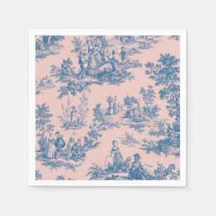 French toile de jouy blue pink elegant decoupage napkins