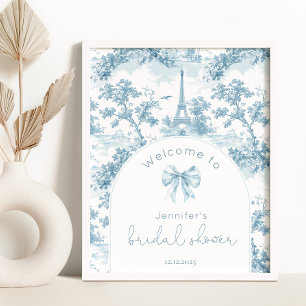 French Toile de Jouy Elegant arch Bridal Welcome Poster