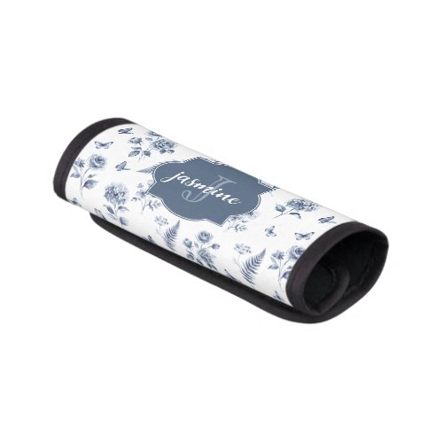 French Toile de jouy Monogram Name Chinoseirie Luggage Handle Wrap