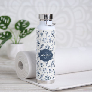 French Toile de jouy Monogram Name Chinoseirie Water Bottle