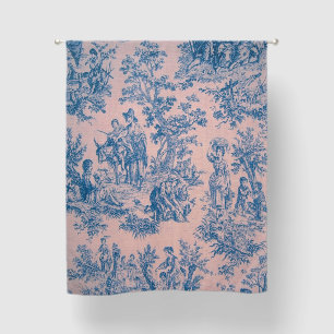 French toile de jouy pink and blue elegant blackout curtains