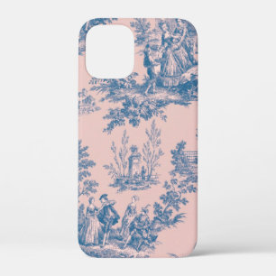 French toile de jouy pink and white elegant iPhone 12 mini case
