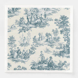 French toile de jouy sage green elegant decoupage paper dinner napkins