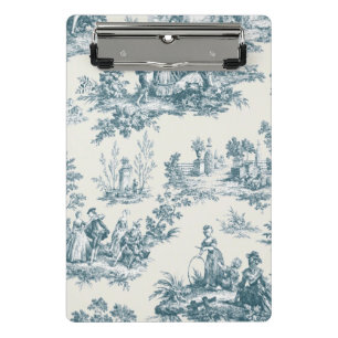 French toile de jouy sage green elegant mini clipboard