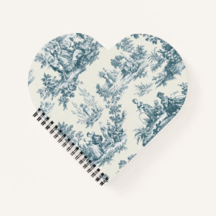 French toile de jouy sage green elegant notebook