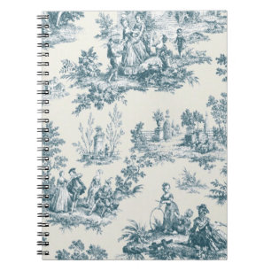French toile de jouy sage green elegant notebook