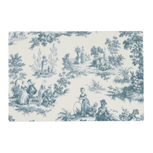 French toile de jouy sage green elegant placemat