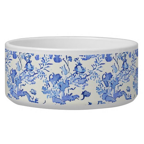 French Toile Design _ Blue and White Floral Bowl