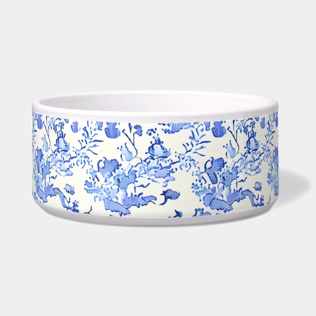 French Toile Design - Blue and White Floral Bowl (Front)