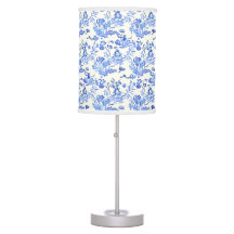 French Toile Design - Blue and White Floral