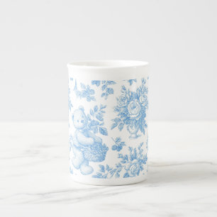 French Toile Floral Bear Baby Shower Bone China Mug