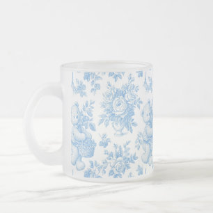 French Toile Floral Bear Baby Shower Frosted Glass Coffee Mug