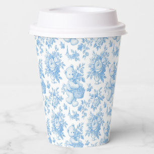 French Toile Floral Bear Baby Shower Paper Cups
