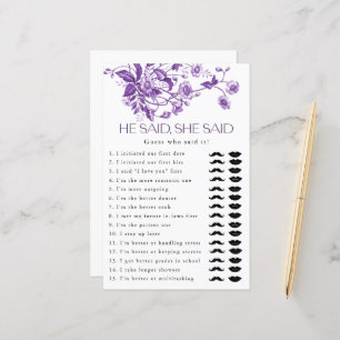 French Toile Floral He Said She Said Bridal Game