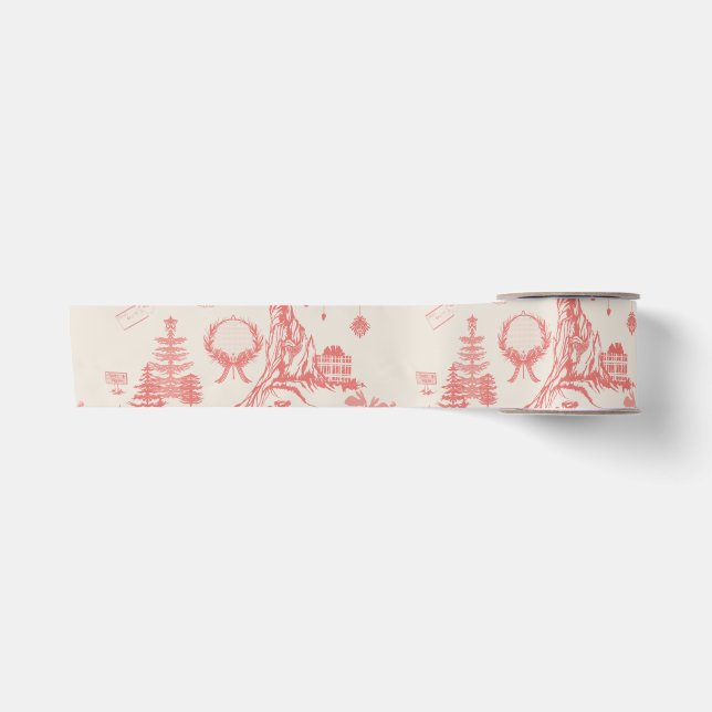 French Toile Oak and Elk woodland Satin Ribbon (Front)