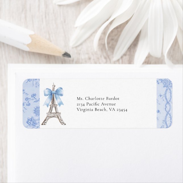 French Toile Paris Return Address Label  (Insitu)