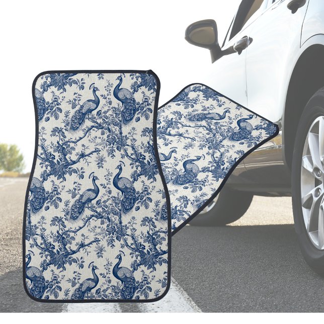 French Toile Peacock Pattern Car Floor Mat (Creator Uploaded)