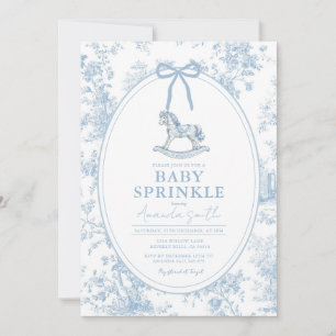 French Toile Rocking Horse Baby Shower Invitation