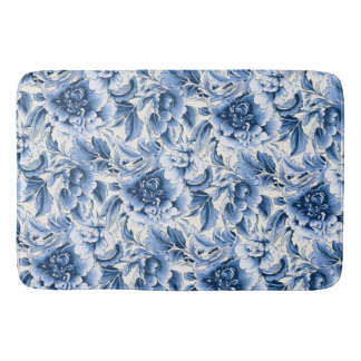 French toile & toile de Jouy. Blue. Bath mat