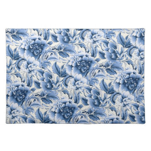 French toile & toile de Jouy. Blue. Cloth Placemat