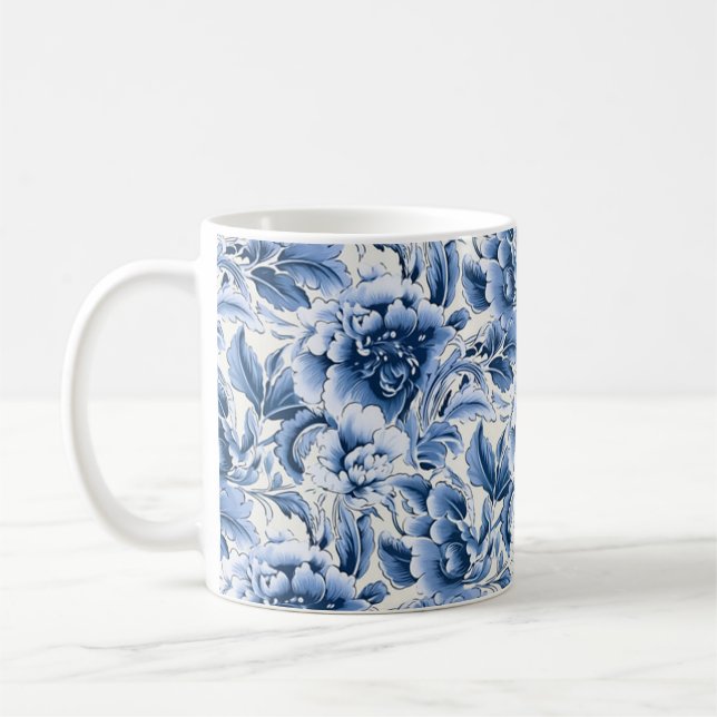 French toile & toile de Jouy. Blue. Mug (Left)