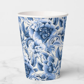 French toile & toile de Jouy. Blue. Paper cups. Cups