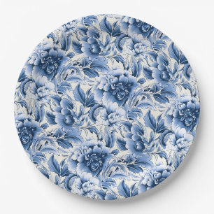 French toile & toile de Jouy. Blue. Paper Plates