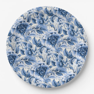 French toile & toile de Jouy. Blue. Paper Plates